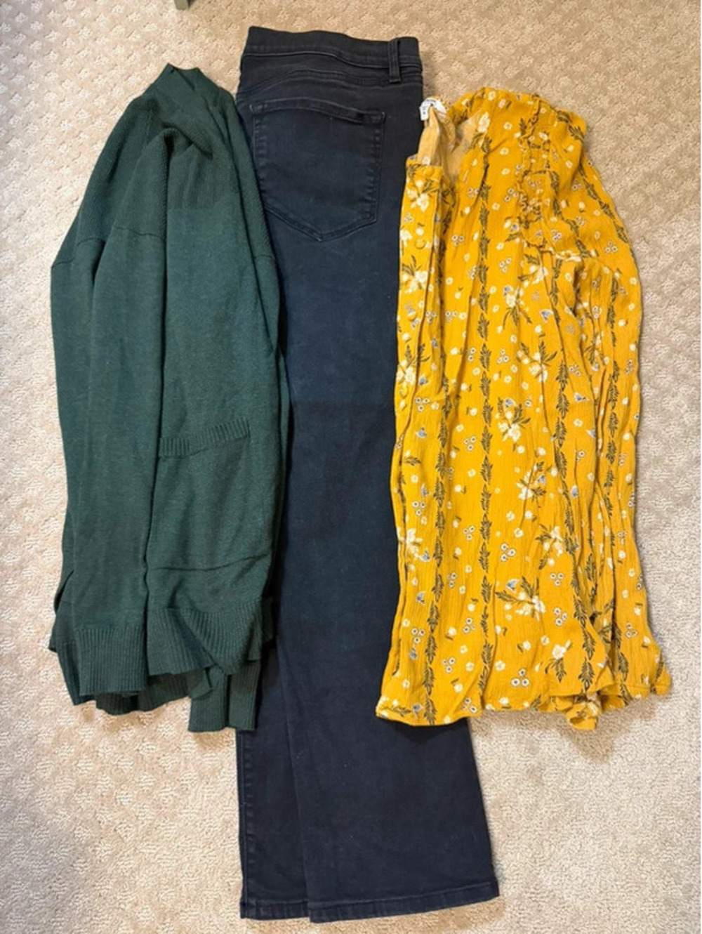 Cozy Fall Outfit Bundle | LOFT Jeans + Sonoma Floral Top + Time & Tru Cardigan